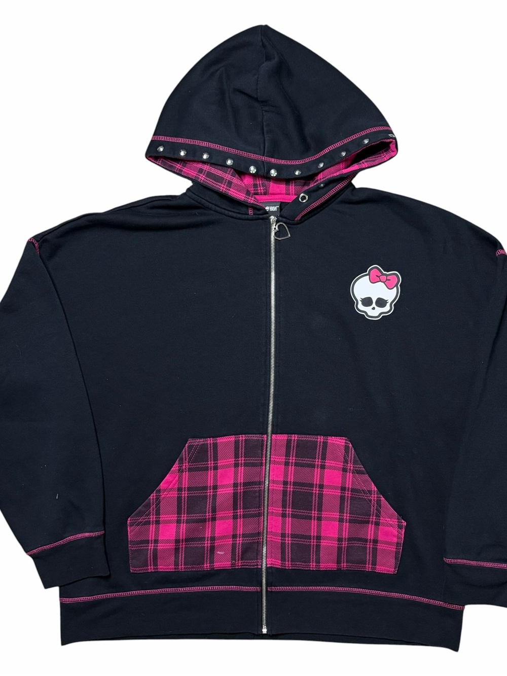 Monster High Full Zip Hoodie Size XL skull Vtg y2K goth emo